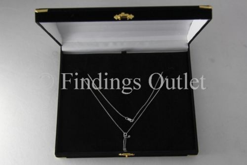 Treasure Chest Style Fancy Flocked Velour Black Necklace Boxes - 6 Boxes