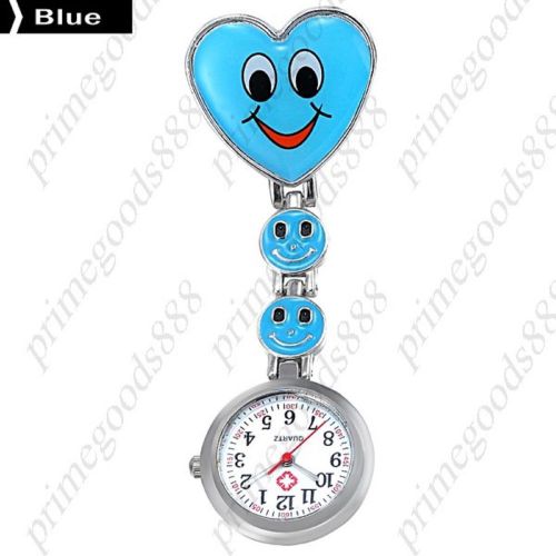 Nurse Heart Shaped Smile Smiley Face Alloy Quartz Pin Men&#039;s Wristwatch Blue