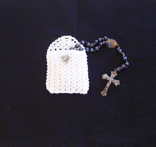 Crochet White Rosary or Jewelry Pouch