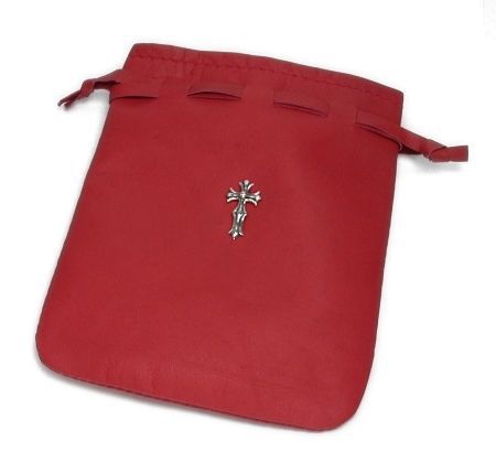 Red Cow Leather (L) Sterling Silver Pin (S) Pouch Bag