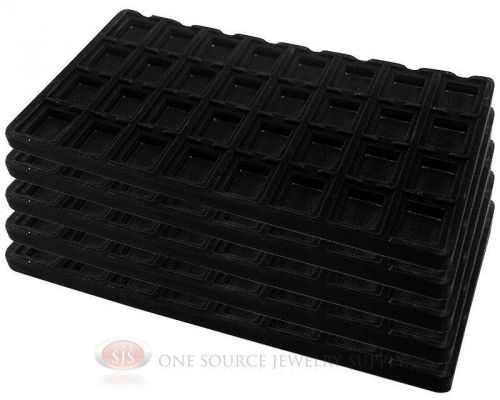 5 black insert tray liners w/ 32 compartment earrings organizer jewelry display for sale