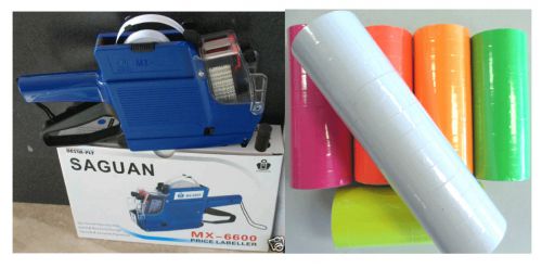 Mx-6600 10 digits 2 lines price tag gun labeler +1 ink + 14 rolls white 500 tags for sale