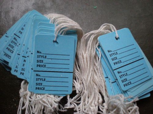 100 Small Perforated Price Tags Coupon Tags 1 -1/4 x 1 - 7/8 &#034; - With Strings
