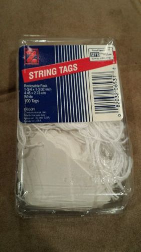 String tags, 1 3/4 inch by 1/32 inch, white 87 count