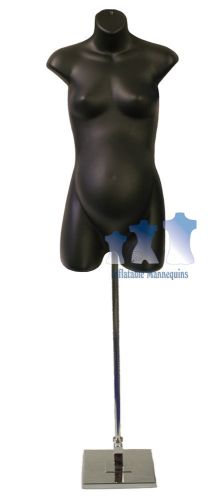Female maternity black and tall adjustable mannequin stand with 10&#034; square base for sale