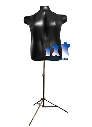 Inflatable Female Torso, Plus Size 2X, Black and MS12 Stand