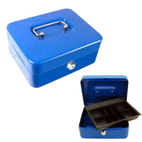 Metal cash money box lock locking bank steel safe key security compartments tray for sale
