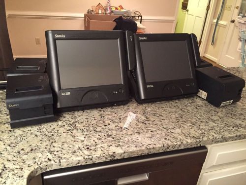 Two point of sale sam4s sps-2000 touch screen pos with four printers for sale