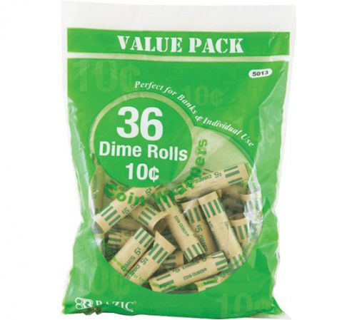 BAZIC Dime Coin Wrappers (36/Pack), Case of 50