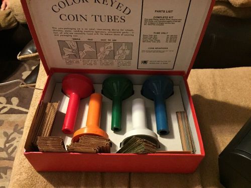 Vintage Block &amp; Company Color Keyed Coin Tubes Original Box Made in U.S.A.