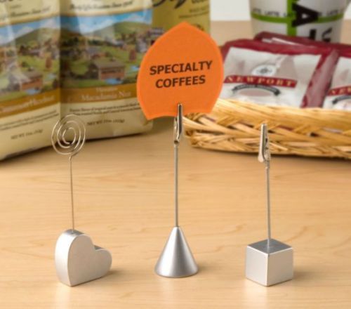 Memo Clips with 3 Different-Shaped Bases for Tabletop (Silver)