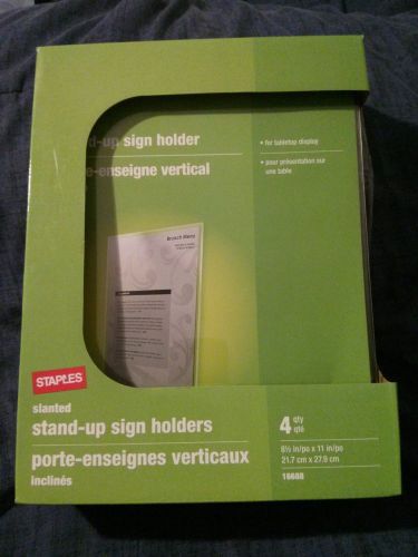 &#034;Staples&#034; Slanted Stand-up Sign Holders (4 pack)