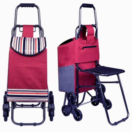 Stair climbing rolling shopping utility seat cart brand new! for sale