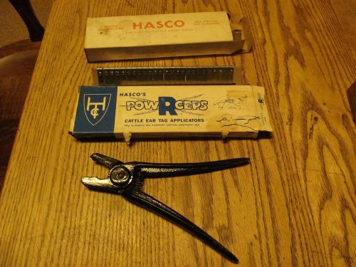 VINTAGE HASCO&#039;S CATTLE EAR TAG APPLICATOR &amp; EAR TAGS IN THE ORIGINAL BOXES