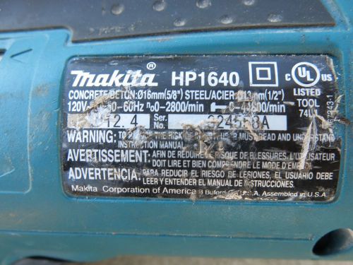Makita 5/8&#034; Hammer Drill HP1640-R