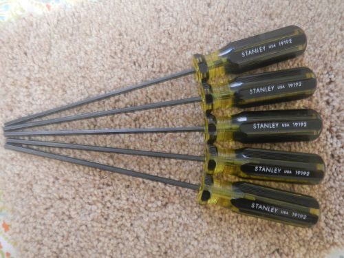 (5) stanley usa 19192 - large handle - 5/32&#034; pin-in-head security drivers - new for sale