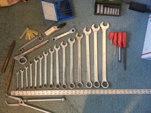 Mac tools 37 piece wrench set, s-k tool lot screwdrivers , brass punch, hex key for sale