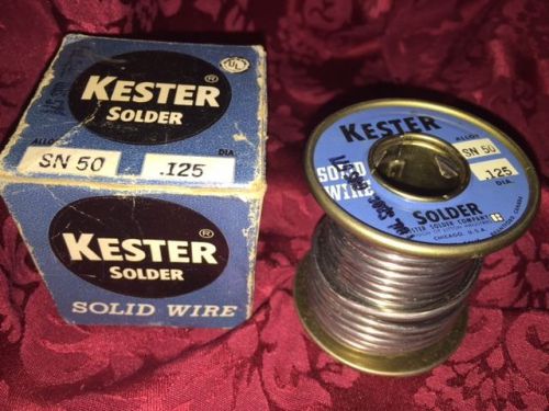 Vintage KESTER Solder SPOOL WIRE  BOX SN 50 .125 DIA ALLOY SOLID CHICAGO 1 LB