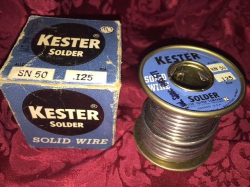 Vintage kester solder spool wire  box sn 50 .125 dia alloy solid chicago 1 lb for sale