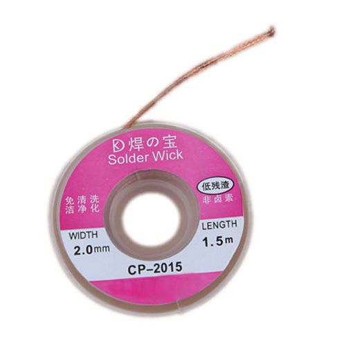 2Pcs 2.0MM Solder Wick Remover Desoldering Braid Wire Sucker Cable Fluxed Flux g