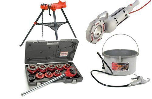 Ridgid ® 700 power drive pipe threader with ridgid® 36475 ratchet &amp; sdt 418 oile for sale
