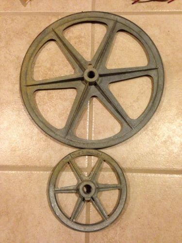 Lot Of 2 Antique Vintage Congress Drives Grinder Pullies 14&#034;&amp;7&#034; , 3/4&#034; Drive