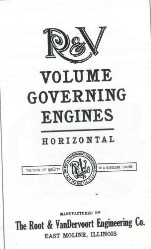 R &amp; V Volume Governing Engine Book Gas Engine Motor Flywheel Instruction