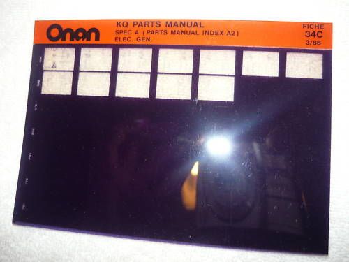 Onan KQ Spec A Electric Genset Parts Manual Microfiche