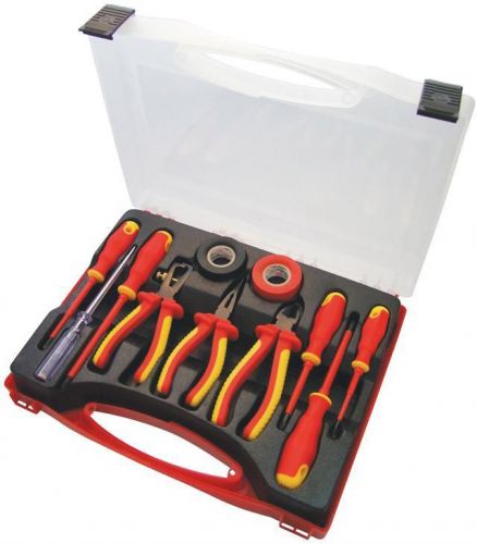 11 PIECE ELECTRICIAN&#039;S TOOL KIT SET WITH CASE INSULATED PLIERS WIRE STRIPPER
