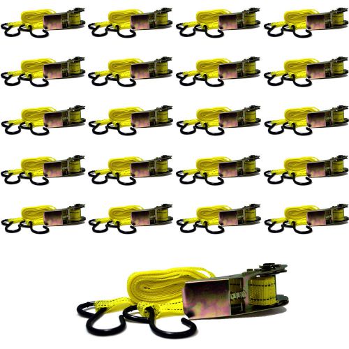 Ratchet Tie Down Cargo Straps 1&#034; inch x 15&#039; Ft with S Hooks - 20 Lot Pack