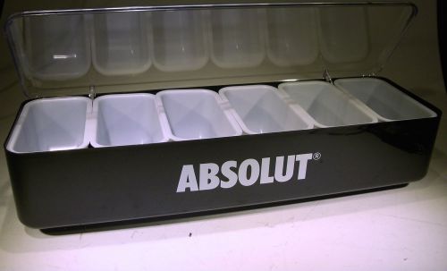 4 AVAILABLE Absolut Vodka Bar Restaurant Condiment Tray 6 Bin w/ Cover