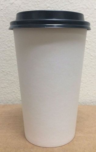 16oz Disposable Plain White Paper Hot Cups - 100pcs.