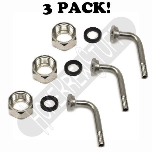 3-PACK Draft Beer Tail Piece Elbow Beer Nut &amp; Gasket for Shank