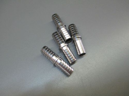 (4) 3/8&#034;x 3/8&#034; BARB SPLICERS. STAINLESS STEEL FITTINGS
