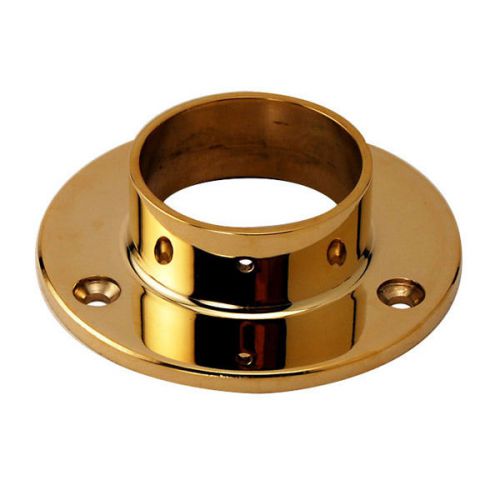 4&#034; wall flange - polished brass - 1.5&#034; od - bar foot rail tubing mounting decor for sale