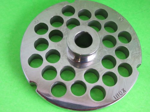#32 x 1/2&#034; Meat Grinder Plate  w/ Hub  STAINLESS fits Hobart Tor-Rey LEM &amp; More