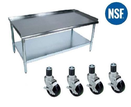Commercial stainless steel equipment grill stand 24 x 12 with 4 casters (wheels) for sale