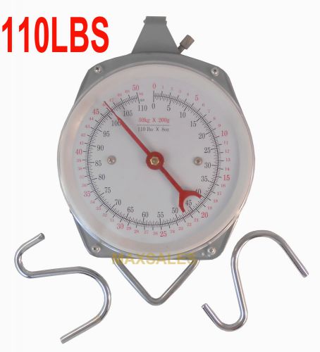 110LBS HANG UP SPRING SCALE DIAL WEIGHT ACCURATE HANGING SCALE PRODUCE FOOD