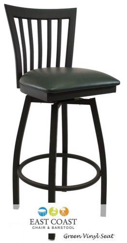 New gladiator full vertical back metal swivel bar stool with green vinyl seat for sale