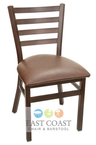 New gladiator rust powder coat ladder back metal chair with brown vinyl seat for sale