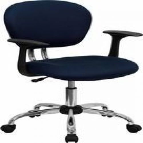 Flash Furniture H-2376-F-NAVY-ARMS-GG Mid-Back Navy Mesh Task Chair with Arms