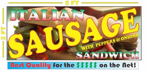 ITALIAN SAUSAGE SANDWICH Full Color Banner Sign Stand Shop Peppers &amp; Onions Roll