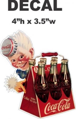 Vintage style  coke coca cola sprite boy with six 6 pack  decal / sticker - nice for sale