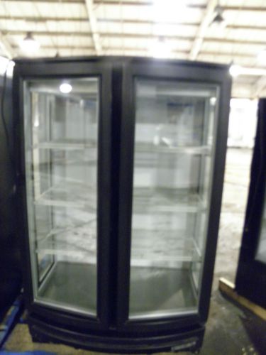 Beverage air mm14ge curved glass two door dairy deli pastry refrigerated display for sale