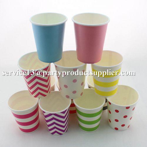 120 pcs 9 OZ Chevron Striped Dot Paper Cups, Party Supplies Drinking Paper Cups