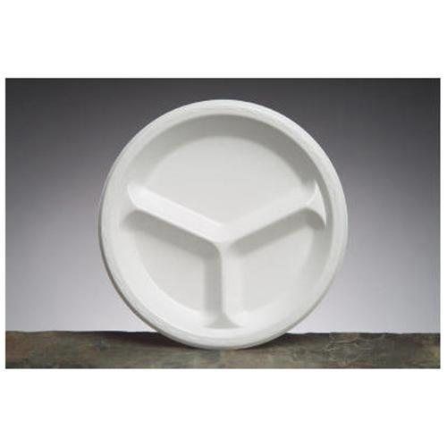 10.25&#034; elite laminated foam round plates with 3 compartments in white, plates, p for sale