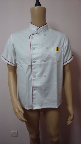 Short Sleeve Kitchen Cooker Working Uniform Chef Waiter Waitress Coat Jacket