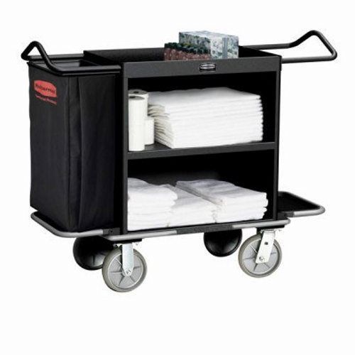 Rubbermaid High-Capacity Metal Housekeeping Cart, Black (RCP 9T62 BLA)