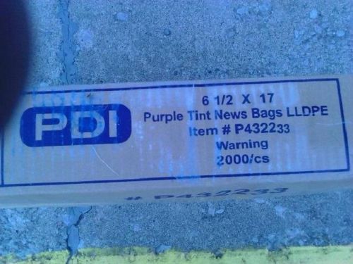 1 BOX of 2000 count 6 1/2&#034; x 17&#034; PURPLE  poly newspaper plastic bags