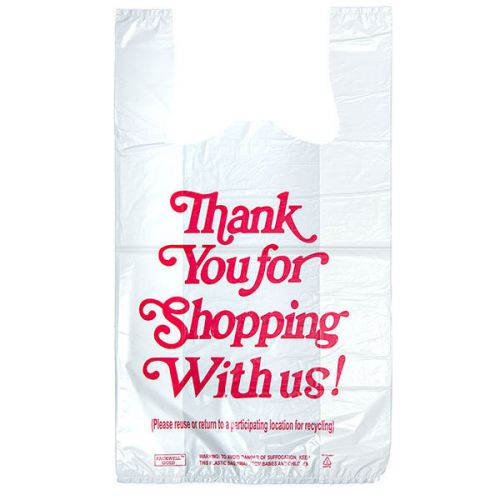 1/8 10x5x18 1000/bx T-Shirt Carry Out Plastic Thank You Bags